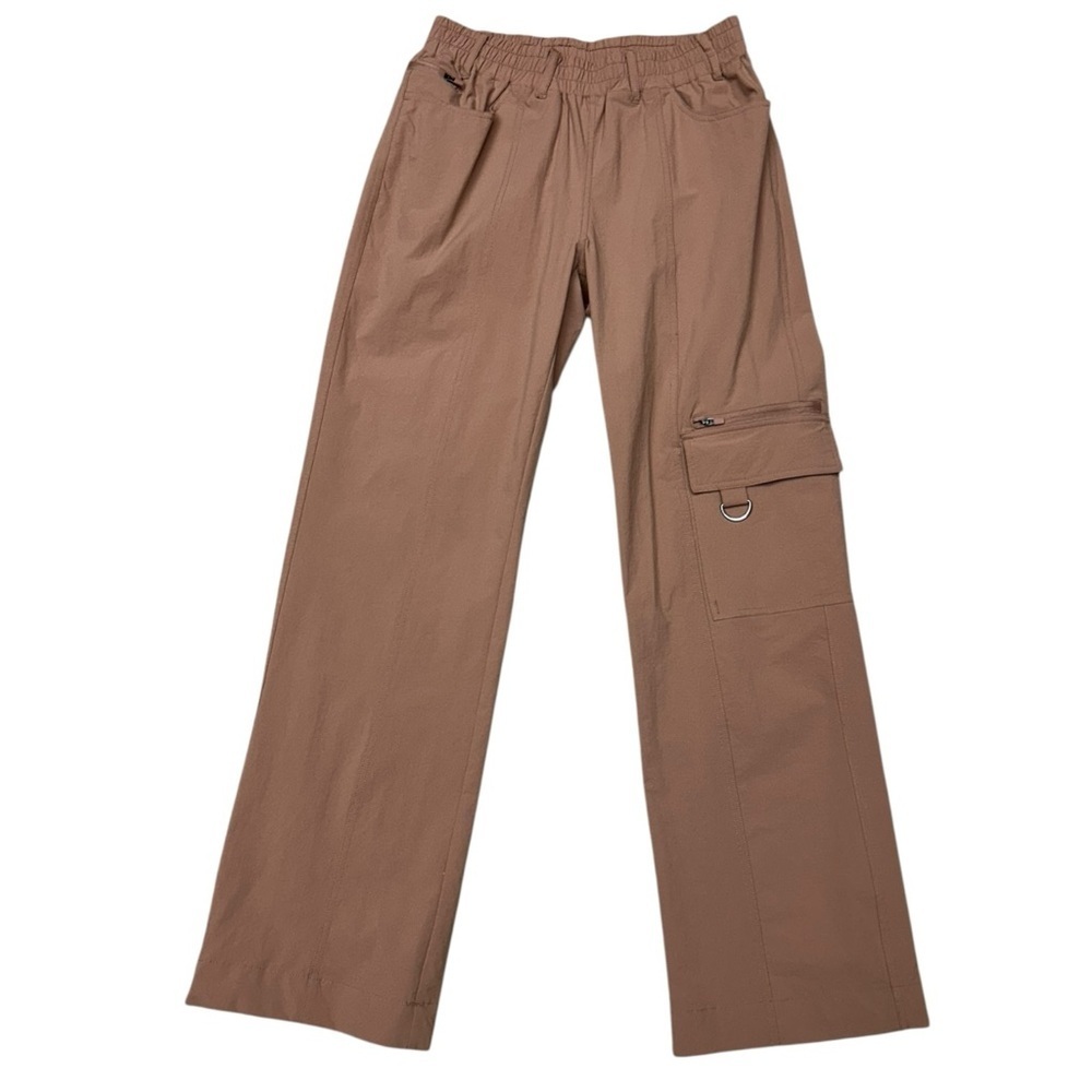 Mono B Cargo Pants Women Small Brown Utility Wide Leg Stretch Waist Athleisure - Picture 10 of 10